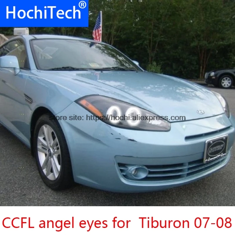 HochiTech ccfl комплект ангельских глаз белый 6000k гало кольца фара для Hyundai Tiburon 2007