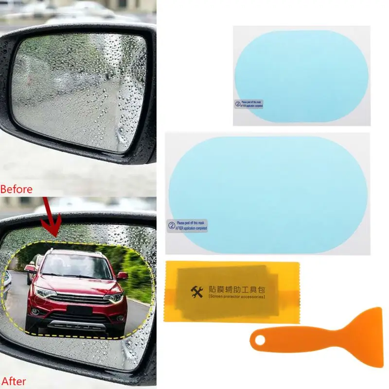 

1 Pair Car Anti Water Mist Film Anti Fog Coating Rainproof Hydrophobic Rearview Mirror Protective Film