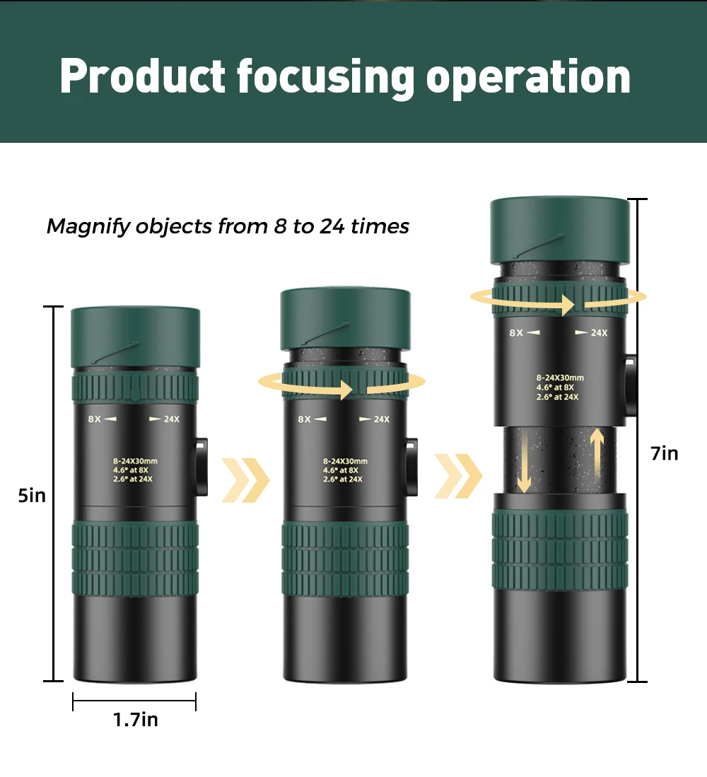 Монокулярный телескоп APEXEL 8-24x30 мощный Монокуляр с длинным обзором и адаптером
