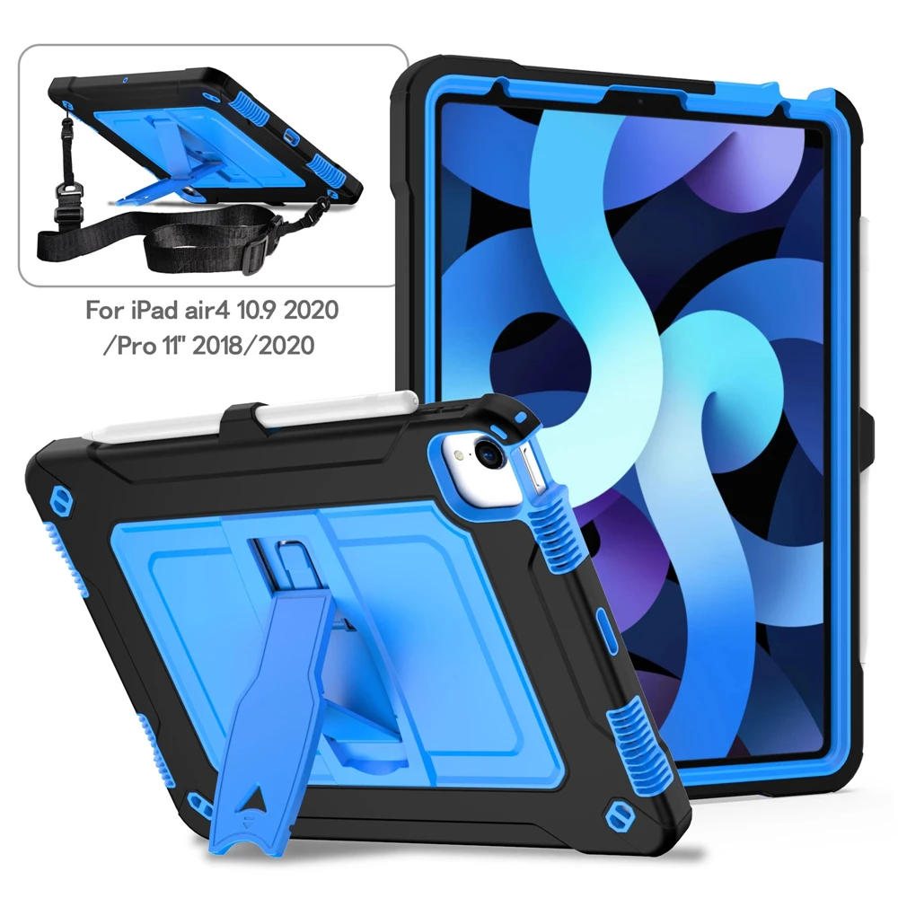 

Rugged Shockproof Silicone Armor Case for iPad Air 4 10.9 2020 10.2 Inch 7th 8th Generation Pro 11" Air 3 10.5 2019 Stand Cover
