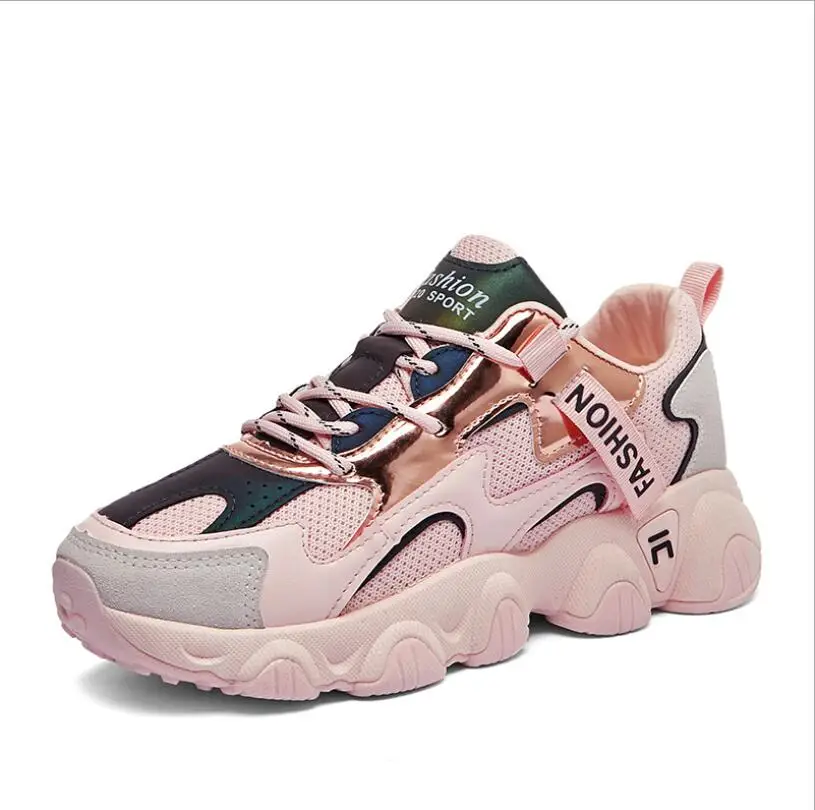 

Chunky Sneakers 2021 Women Female Fashion Sneakers Lace-up Basket Femme Dad Platform Breathable Mesh Sneakers for Women