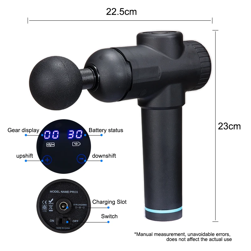 Пистолет для массажа тела SPARTAN светодиодный массажер глубоких мышц с низким