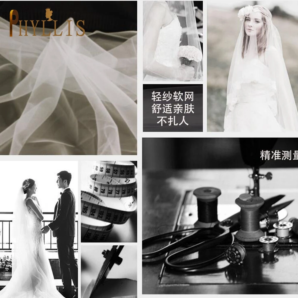

PHYLLIS B35 Two Lace Edge Wedding Veil 3 M Wedding Long Veil Cathedral Wedding Veil with Comb Bow veil Luxury Veil Married Veil