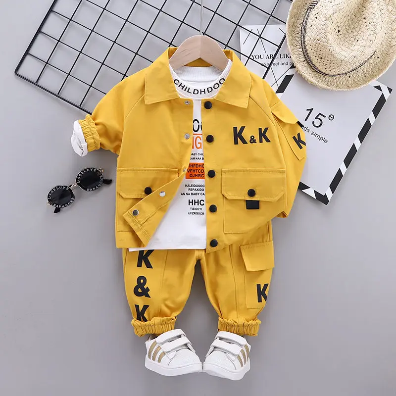

Autumn Children Clothes Baby Boys Jacket Suit T-Shirt Pants 3Pcs/sets Spring Kids Infant Clothing Toddler Sportswear 0-4 years
