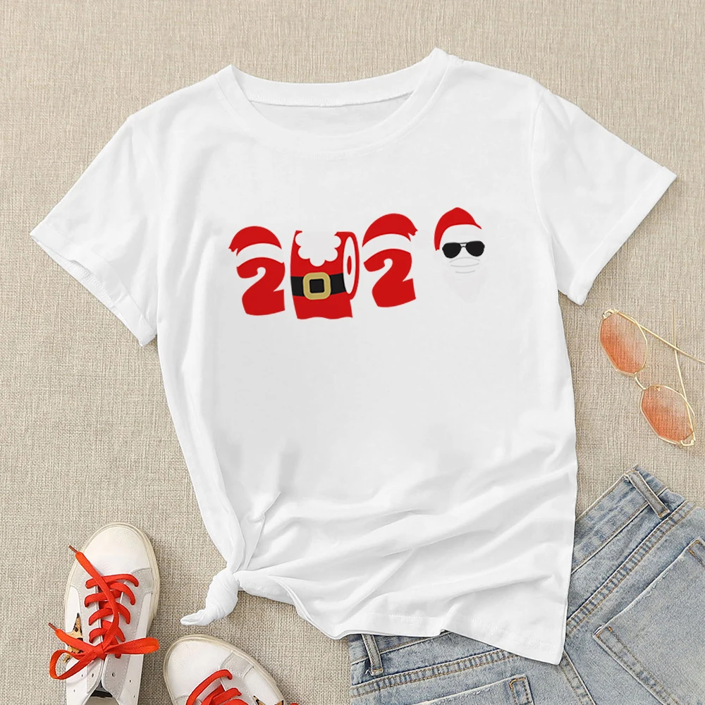 

Women T-Shirt American Vogue Merry Christmas Shirt Printed Oversize T Shirt Hipster Personality Style White Tshirt 2020 New