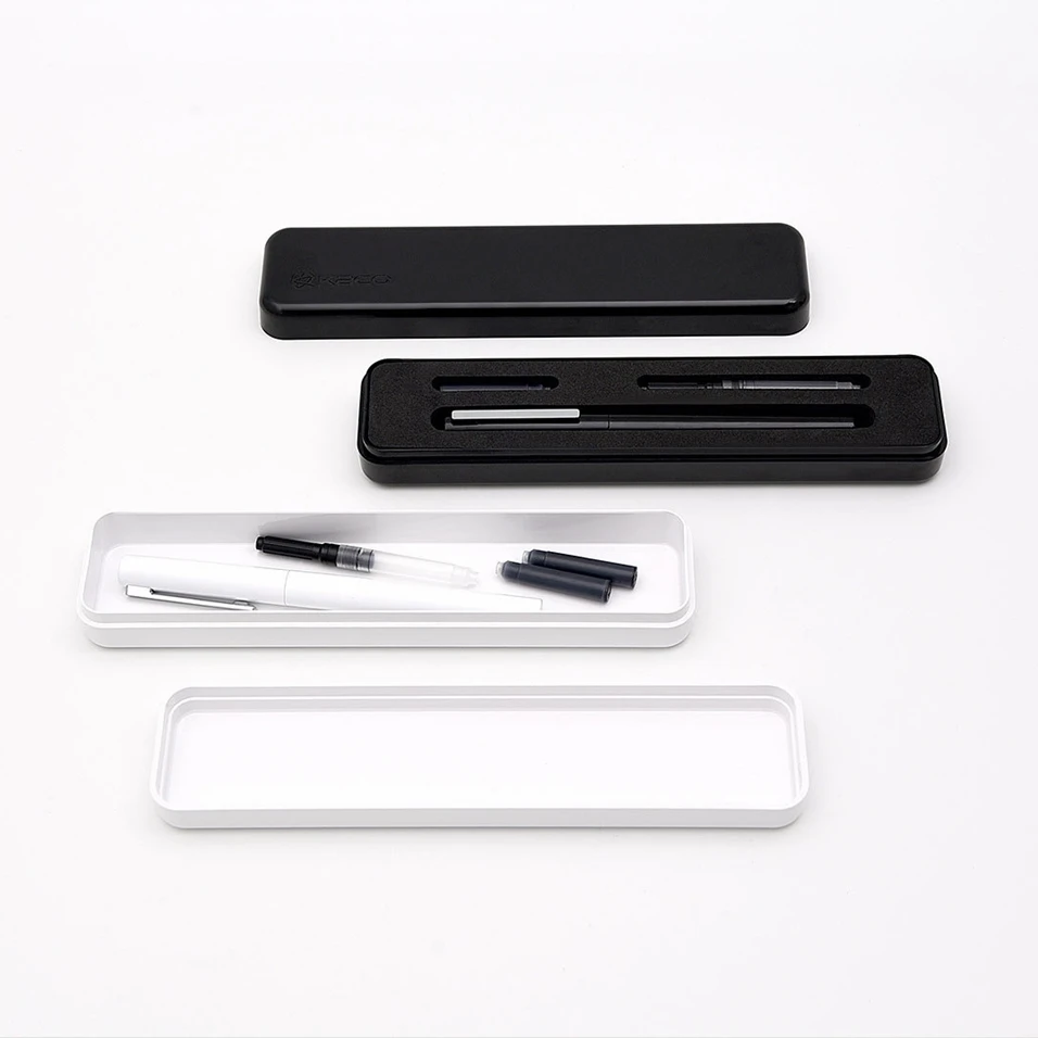

Youpin kaco BRIO Black/White Fountain Pen with Ink Bag Storage Bag Box Case 0.3mm Nib Metal Inking Pen for Writing Signing Pen