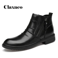 man boots zipper 2020 mens autumn shoes genuine leather motorcycle boot male leather shoe winter footwear plush fur warm