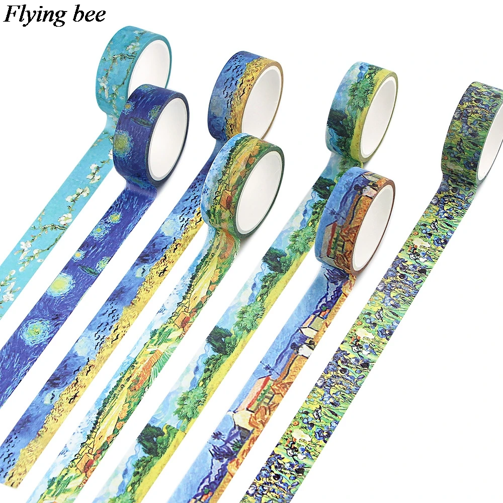 Бумажная Васи лента Flyingbee 15 мм x 5 м Ван Гога рисунок со Звездной звездой