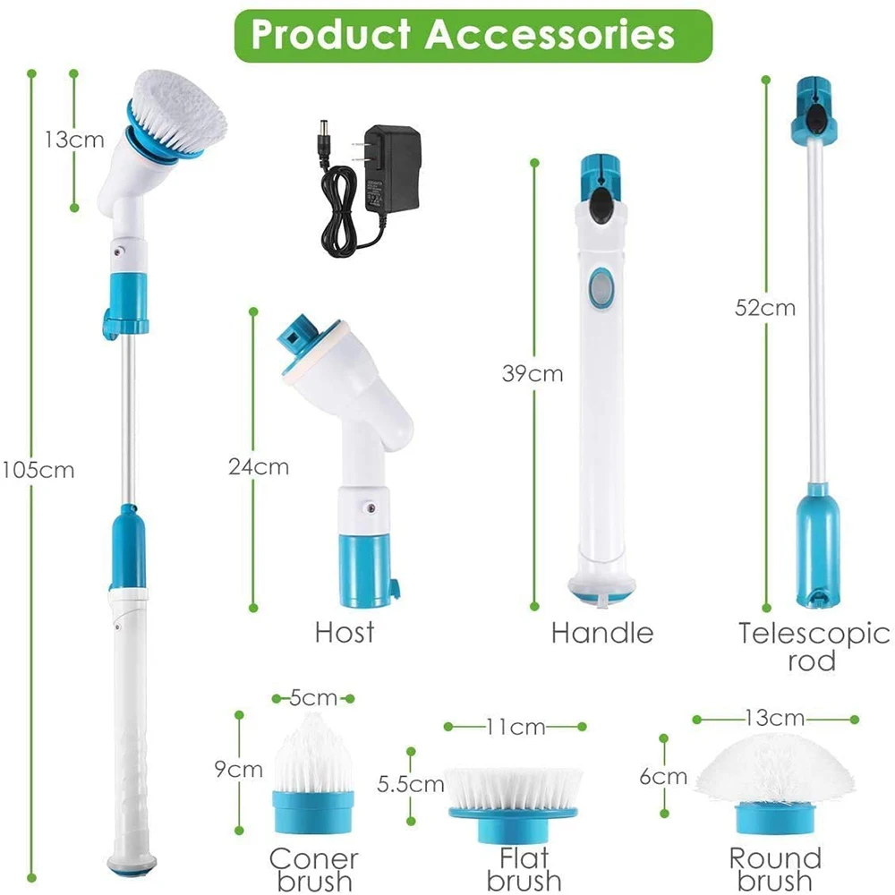 

Electric Cleaning Brush Kitchen Cleaning Tools Multifunctional 360 Cordless Long-handle Retractable Waterproof Spin Scrubber