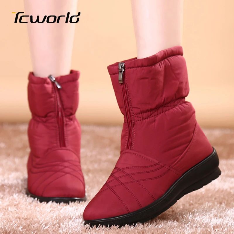 TCworld Ladies Ankle Boots Winter Snow Plush Warm Zapatos De Mujer Waterproof Non-slip Outdoor Hiking Cotton | Обувь