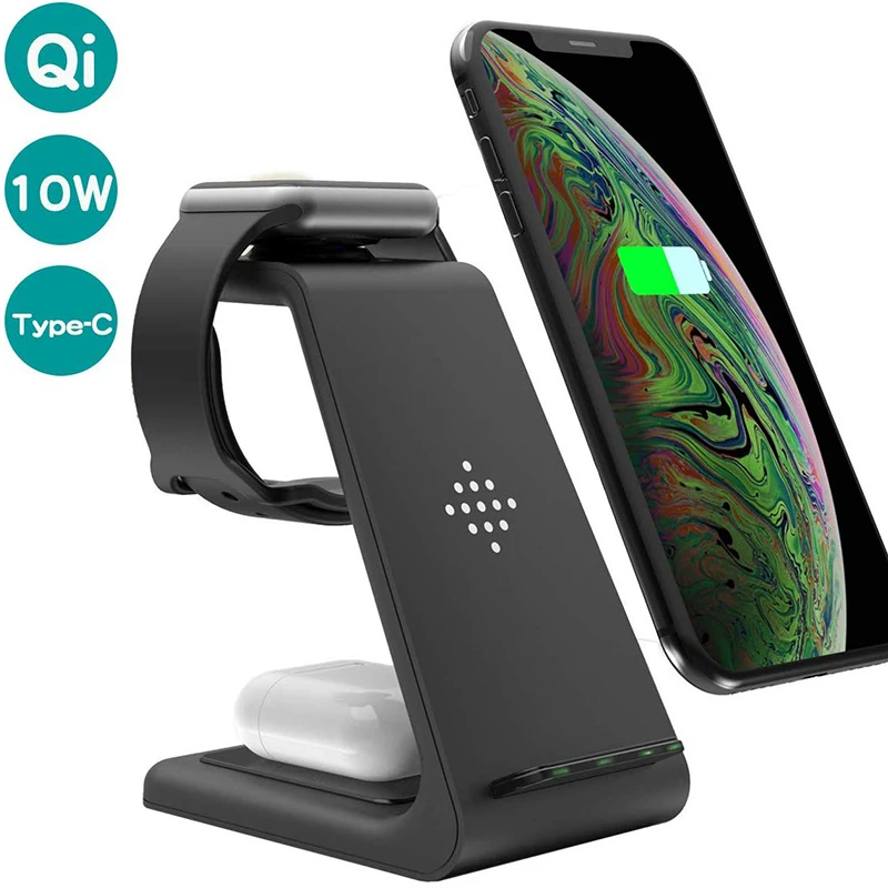 Беспроводное зарядное устройство 3 в 1 для Iphone 11/X Apple Watch Airpods Pro беспроводная