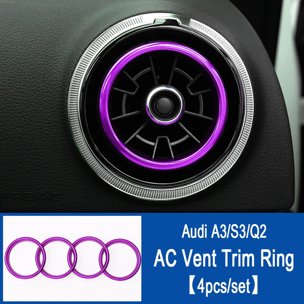 AC Vent Trim Rings Универсальный Автомобильный кронштейн для телефона Audi A3 S3 8 V, автомобильный держатель на вентиляционное отверстие, вращающийся на 360 градусов, поддержка мобильного телефона gps-аксессуары - Название цвета: AC Vent Trim Rings