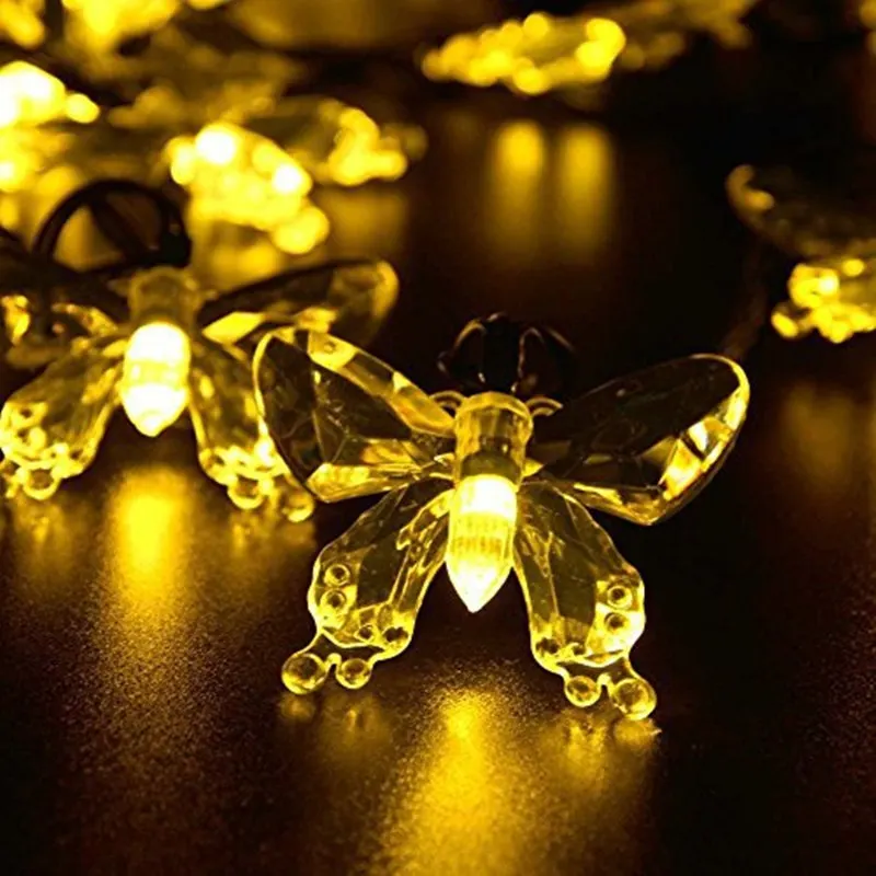 20 шт. Led 4 8 м Бабочка Солнечная гирлянда 2 режима новогодние вечерние украшения для