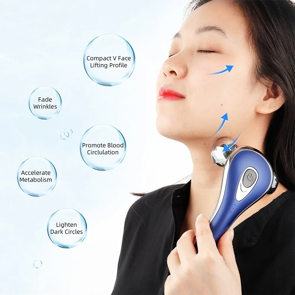 

3D Roller Face Massager V-Shape Facial Body Skin Lifting Beauty Device Skin Tightening Wrinkle 360 Rotate Thin Face Massage Tool