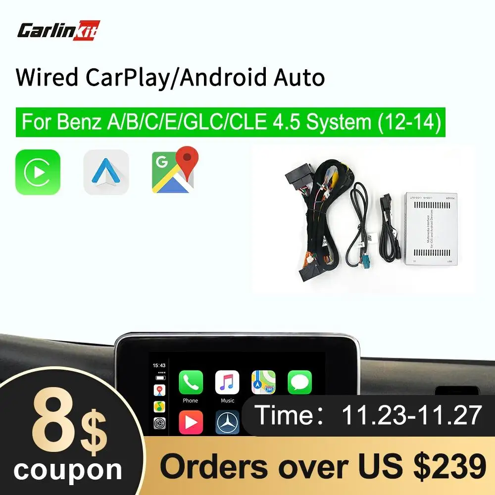 Carlinkit Apple Carplay Android автобокс для Mercedes NTG4.5 2012 2014 iOS 13 Mirrorlink бензиновых мультимедийных