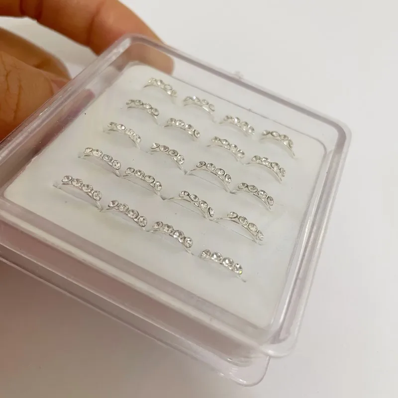 Кольца для носа женские медные с кристаллами обручи посеребренные золотистого