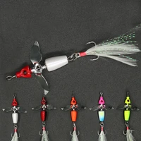 new metal feather treble hook 360 degree rotation crank bait fishing lures propeller lur spoon spinner