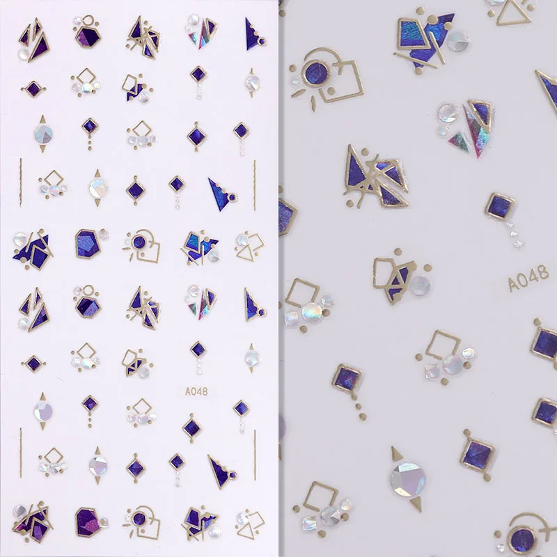 A048 FlorVida стикеры 3D на ногти Nail Art со стразами драгоценные камни Сверкающий Кристалл Блестящий стикер на клейкой основе для дизайна ногтей маникюр - Цвет: A048
