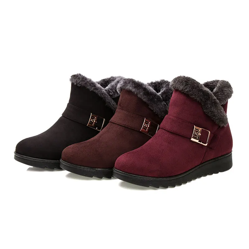 

2021 Winter platform shoes women sneakers warm plush solid flock snow boots women shoes zipper shoes woman winter ankle boots