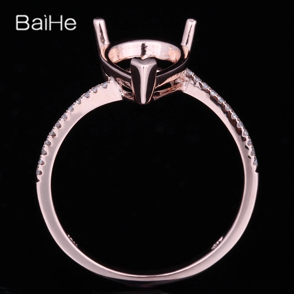 Ювелирные изделия BAIHE Solid 14K розовое золото перламутровое кольцо с полукреплением