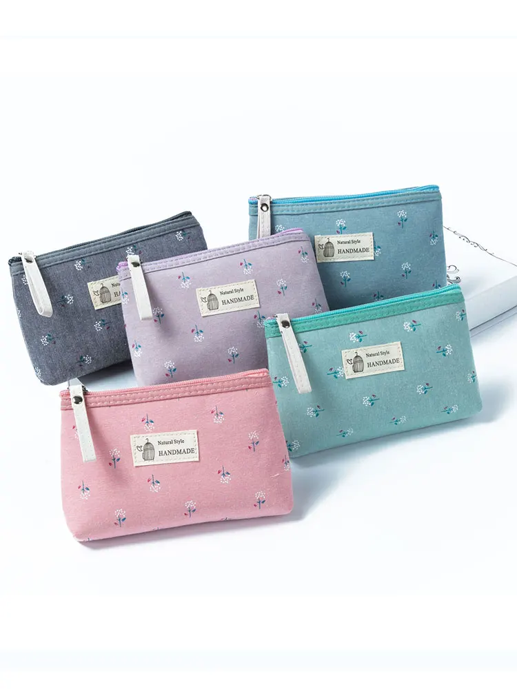 

Fashion Women Mini Canvas Bag Floral Printed Girl Cosmetic Bag Women Small Zipper Makeup Bags Travel Storage Bag Toiletry Girl