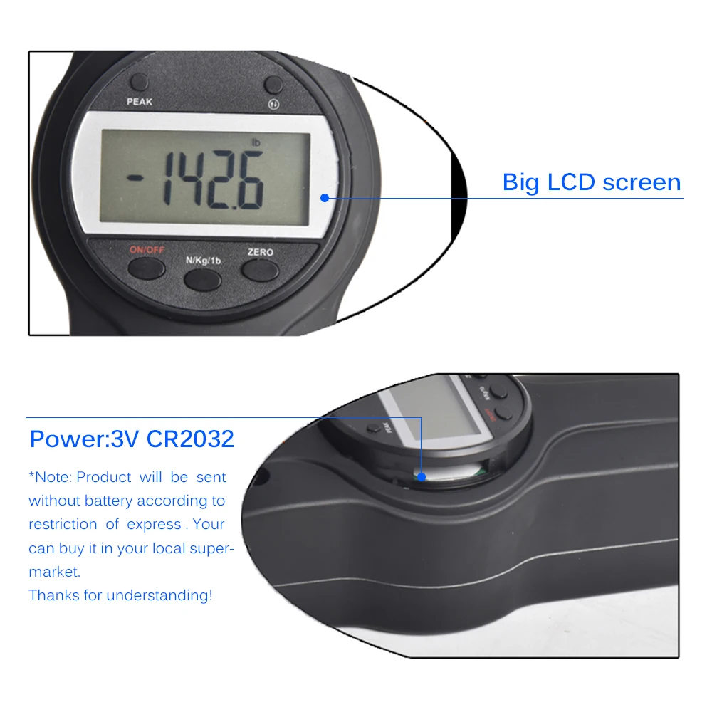 Portable Digital Force Gauge Push Pull Meter Dynamometer Measuring Instruments SDF with 5 Side Heads | Инструменты