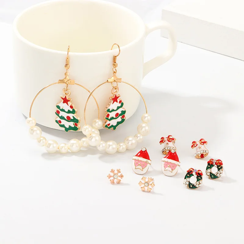 Новый рождественский Комплект сережек для женщин трендовые маленькие снежинки