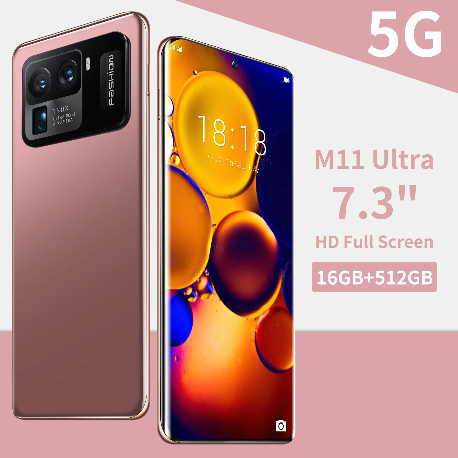 

New M11 Ultra 7.3Inch Full Display SmartPhone 16+1T 48MP+64MP Facial Recognition 4G 5G Network Qualcom 888 Celular Mobile Phones
