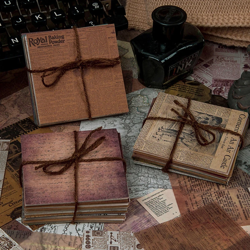 

60 Pcs Retro Scrapbooking Diy Material Paper Pack Vintage Old Newspaper Decorative Antique Collection Art Craft Diary Journal