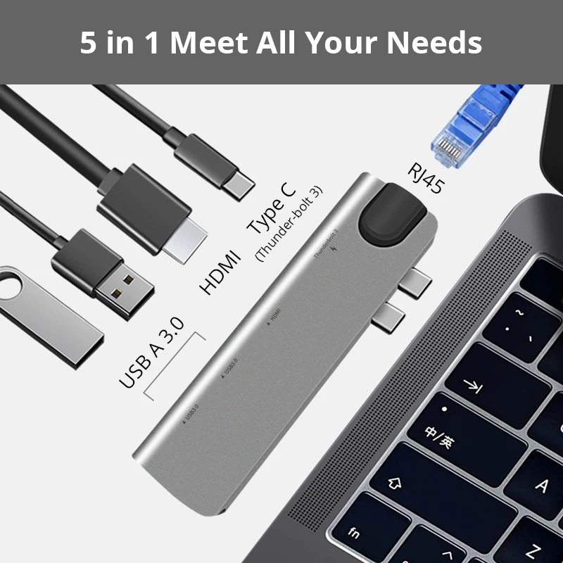 Адаптер концентратор Snowkids Type C на HDMI 4K Thunderbolt 3 USB 0 TF SD PD для MacBook Pro 2019 Air 2020 13 3|USB-хабы|
