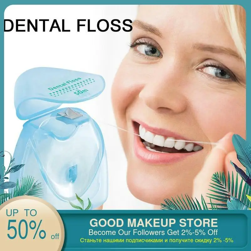 Зубная нить зубная с мятным вкусом 50 м 54 ярдов 1 шт.|Держатель зубной нити| |
