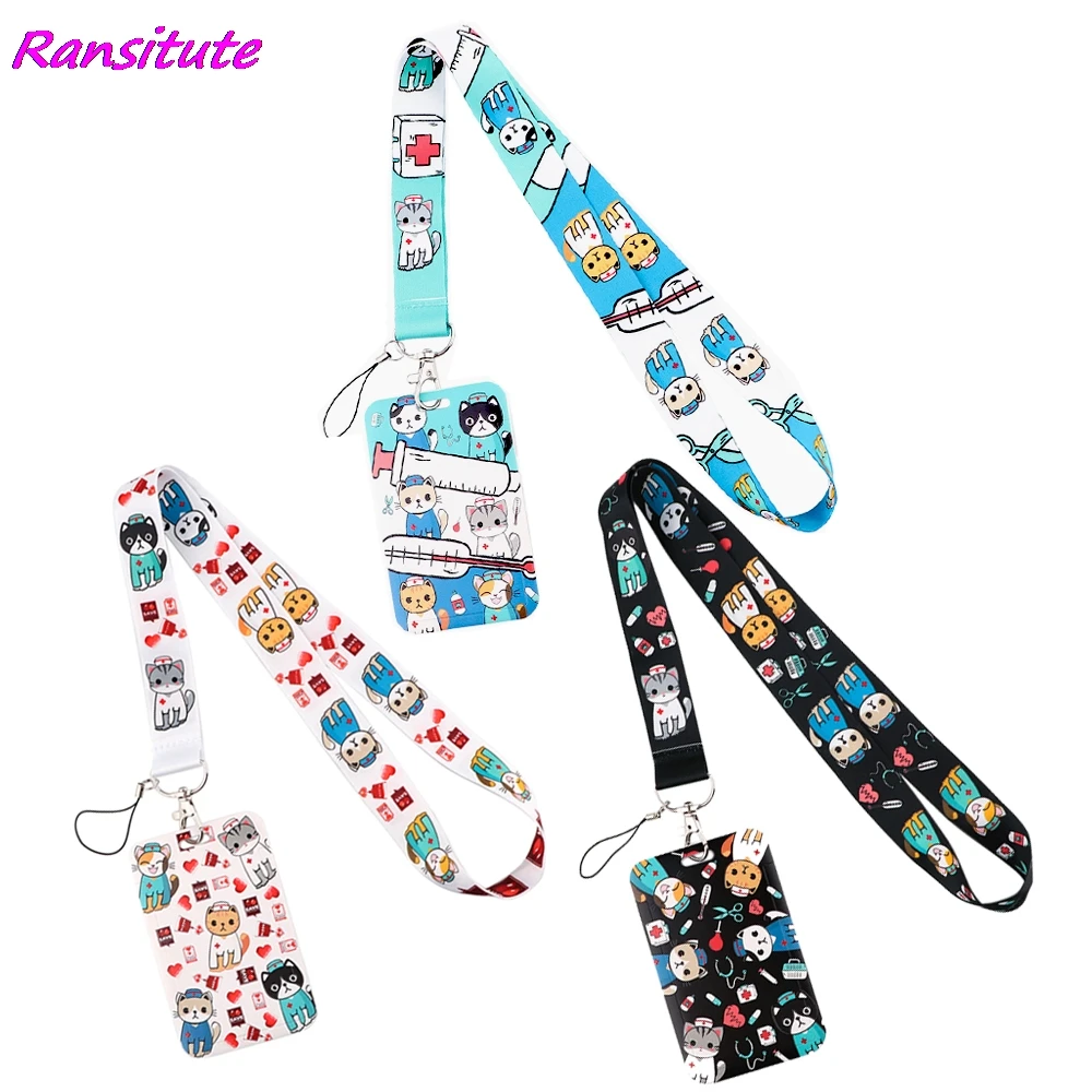 ransitute r1890 medical cat bank credit card holder id name work card holder diy hang rope for doctor nurse hospital supplies free global shipping