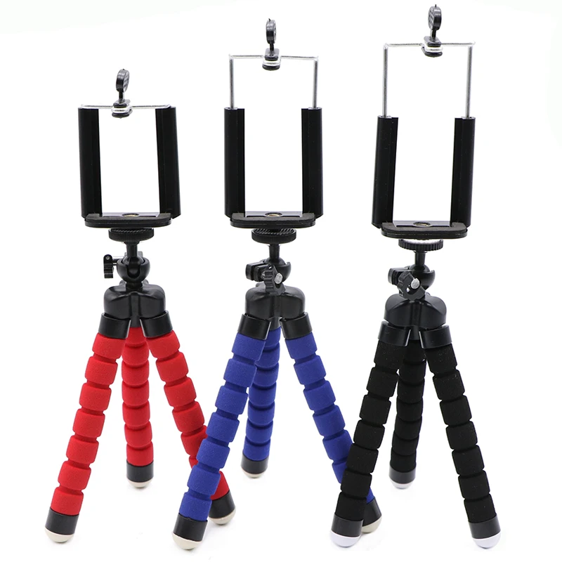 Купи Mini Sponge Octopus Tripod with Mobile Phone holder Clip for iPhone Samsung Xiaomi Huawei Mobile Phone Smartphone for Camera за 239 рублей в магазине AliExpress