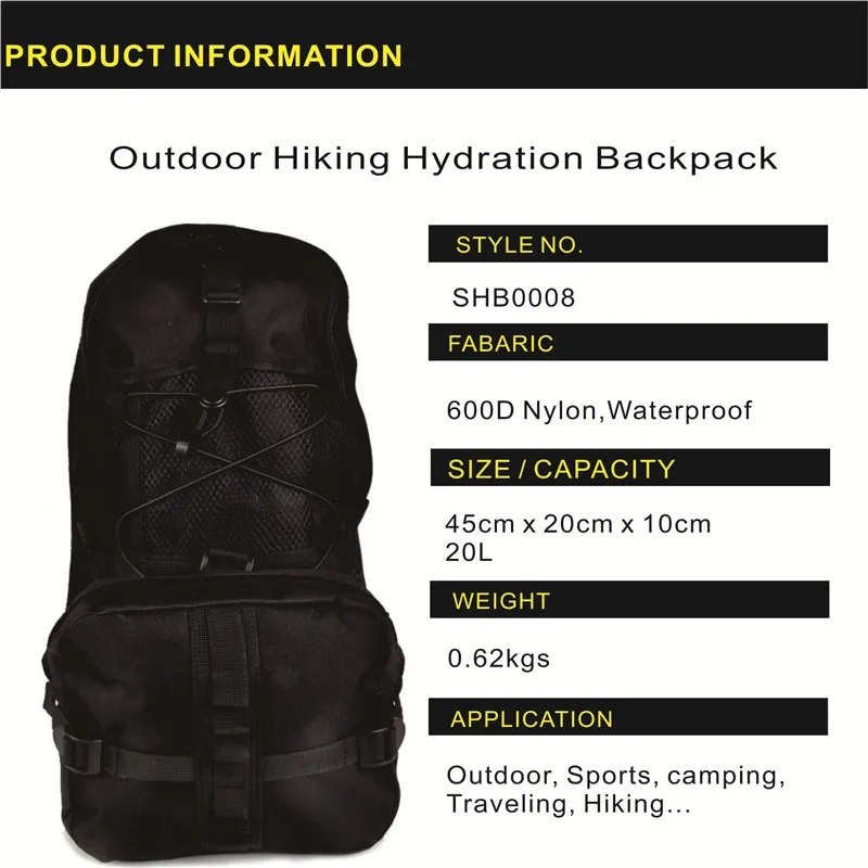 2.5L сумка для воды мочевого пузыря Гидратация рюкзак Открытый Кемпинг Molle военный