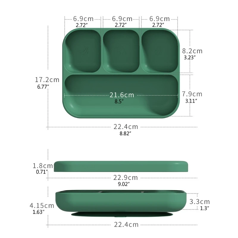 

Baby Non-slip Dinner Plate Waterproof Dish BPA-Free Baby Bowl Silicone Food Feeding Tableware