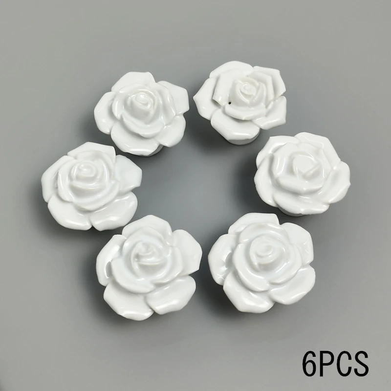 34568pcs white rose ceramic knobs cabinet drawer handles wardrobe kitchen cupboard pull furniture handles hardware free global shipping