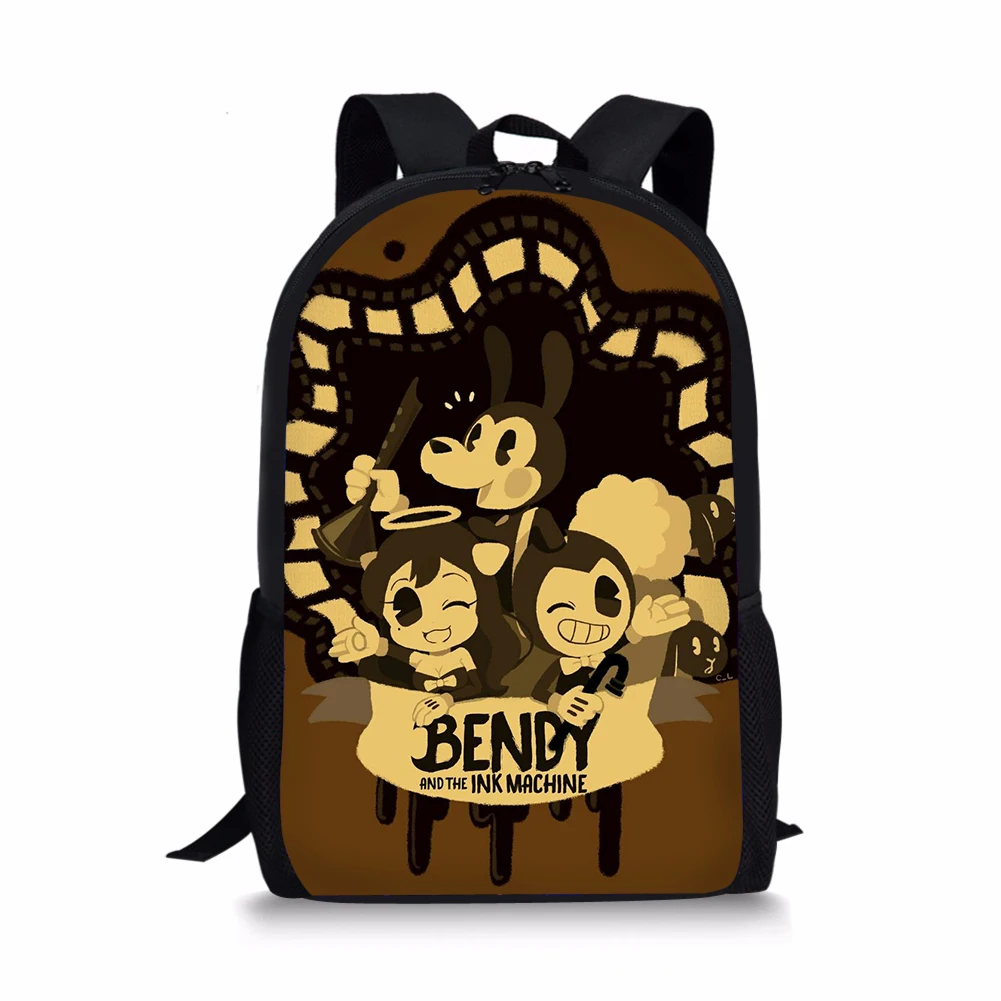 HALYUNASC Childrens' School Backpack Bendy-Ink-Game Design Pattern Students School Bag Teenagers Book-Bags Mochila