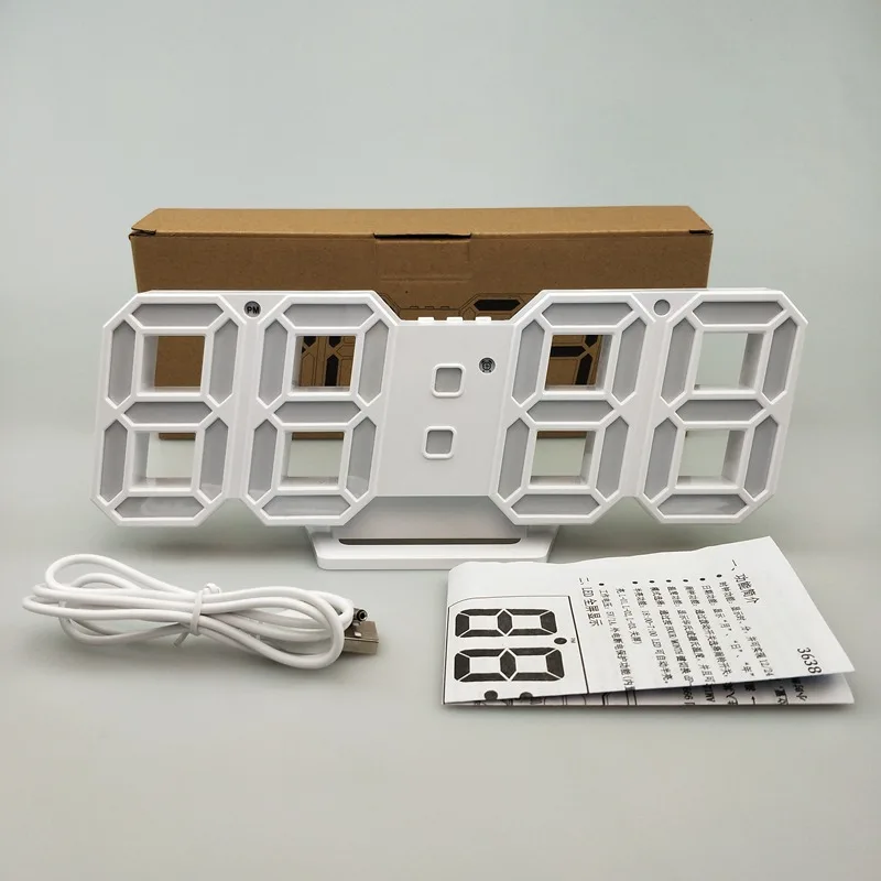 Современные 3D светодиодсветодиодный цифровые настенные часы функция повтора USB