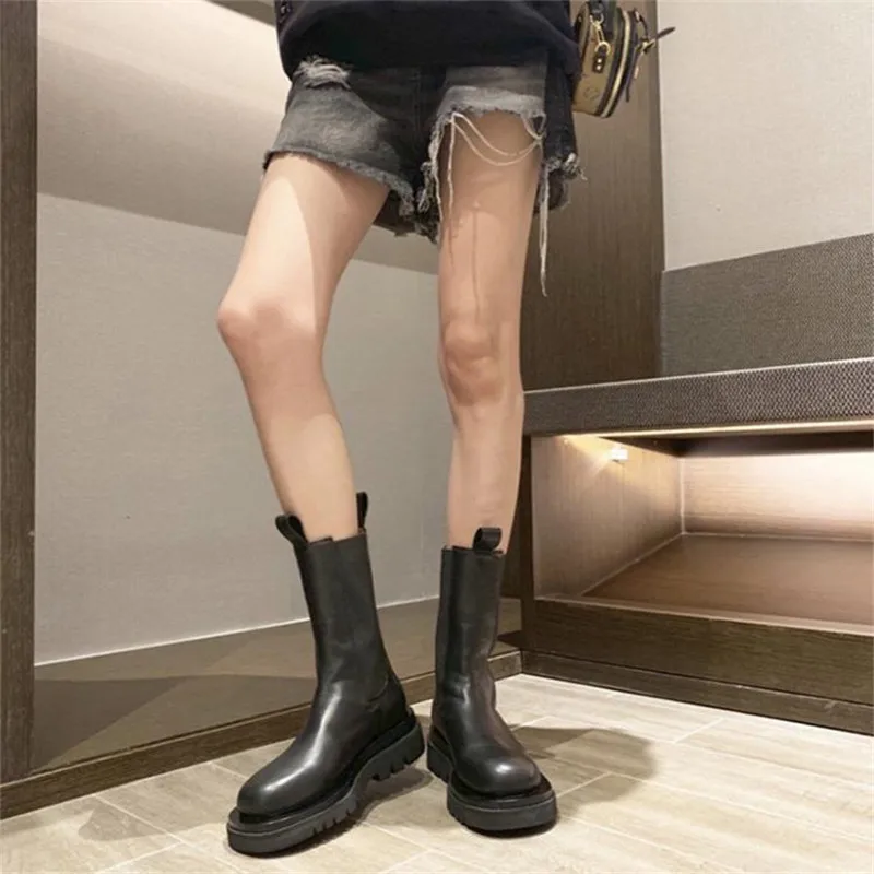 Женские готические ботинки на танкетке черные мартинсы в стиле панк