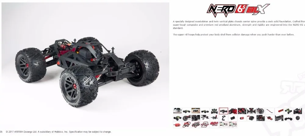 Arrma Nero 6s бесщеточный водонепроницаемый blx 1/8 RTR scale 150A ESC 4wd monster truck-без дифференциального замка версия