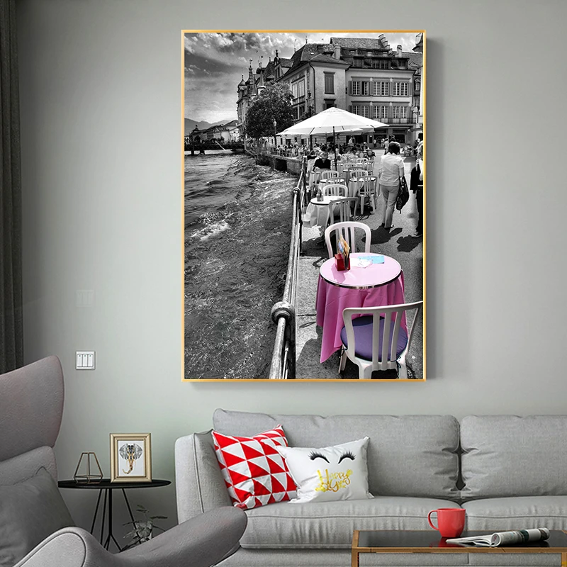 Черно-белая пейзажная картина домашний декор Скандинавская Картина на холсте