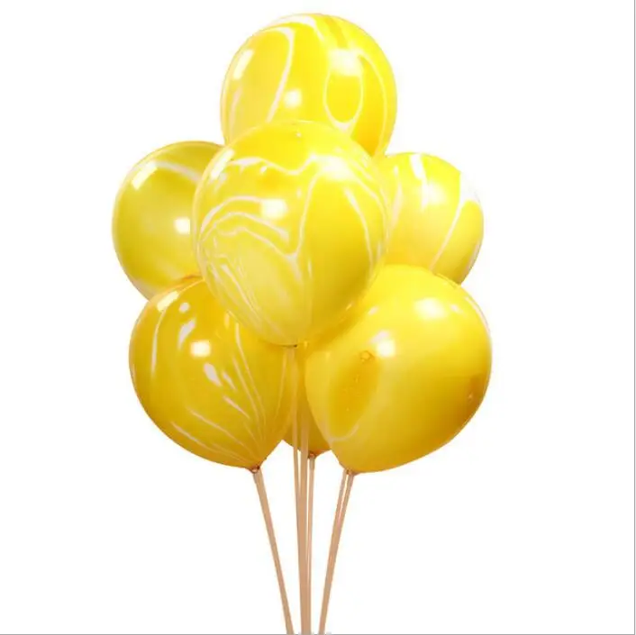 yellow 10 шт. Мраморный Рисунок металлик Агат Латексный Шар Красочные воздушные шарики с нарисованными облаками Свадебные украшения на день рождения балони Globos - Цвет: yellow