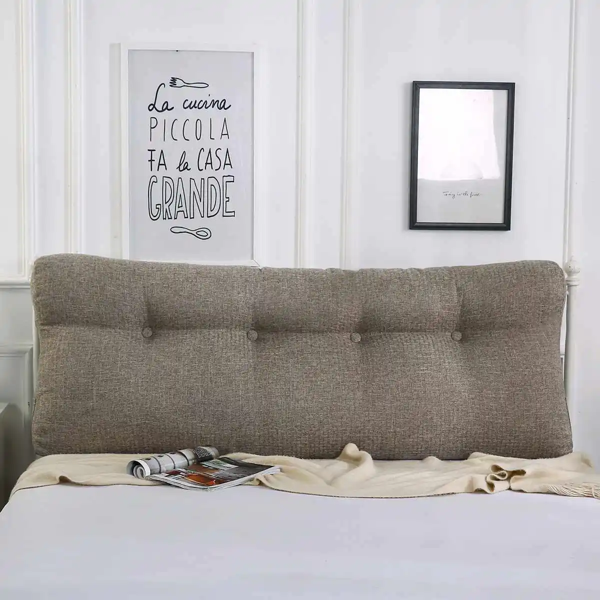 

100cm European Removable Bedside Flax Cushion Triangular Bed Backrest Pillow for Couple Soft Large Waist Sofa Cushion Reading