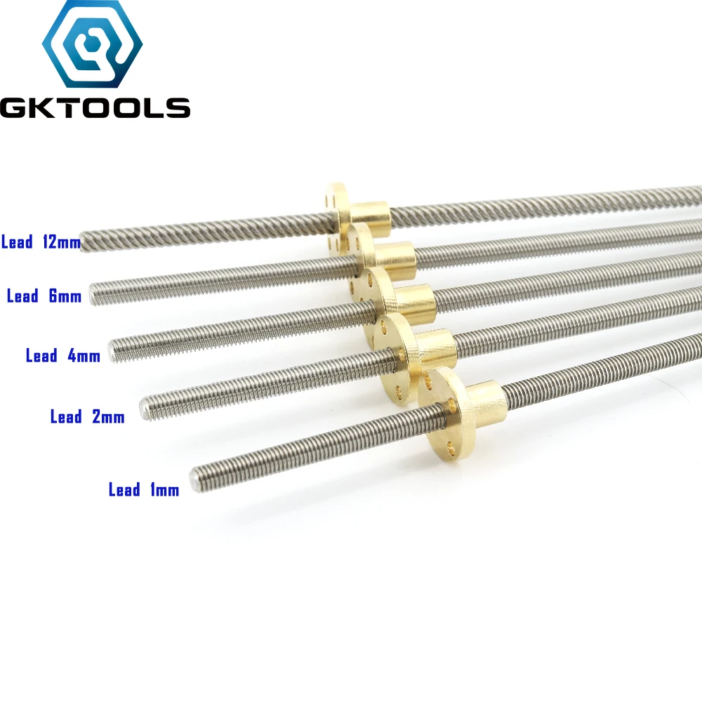 

304 stainless steel T6 screw length 250mm lead 1mm 2mm 4mm 6mm 12mm trapezoidal spindle 1pcs With brass nut