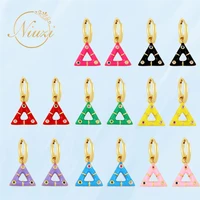 fashion geometric pendant earrings for women korea style simple triangle drop earring trend pink purple ear studs female jewelry