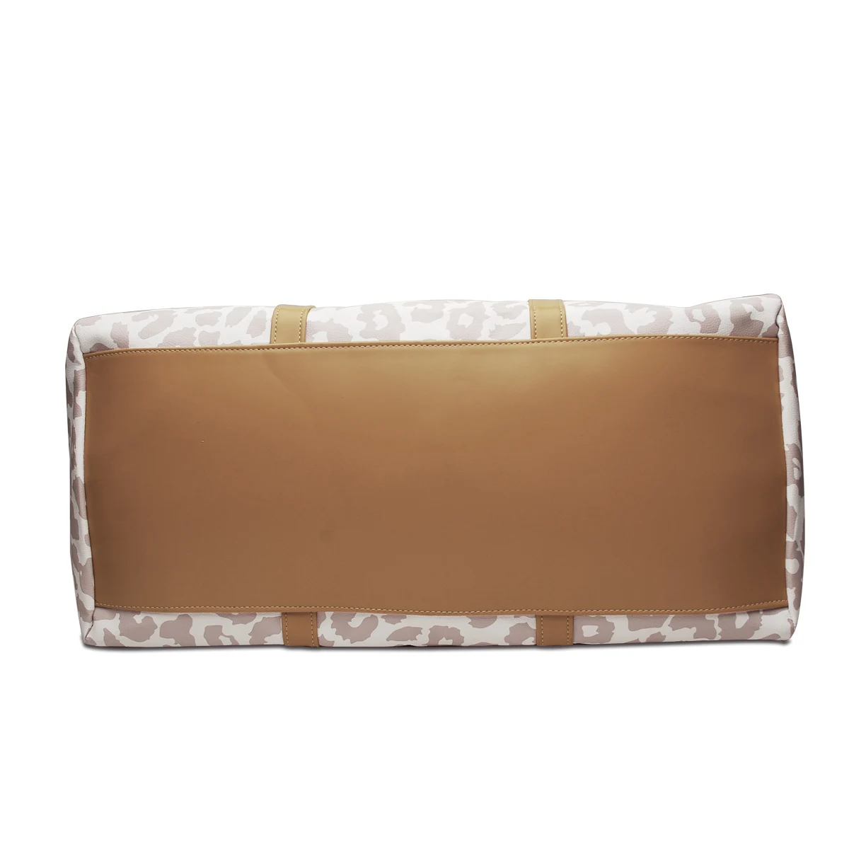 Women PU Leather Leopard Weekender Duffle Bag White Cheetah Duffle Tote Larege Travel Bag with Shoulder Strap For Travel Holiday