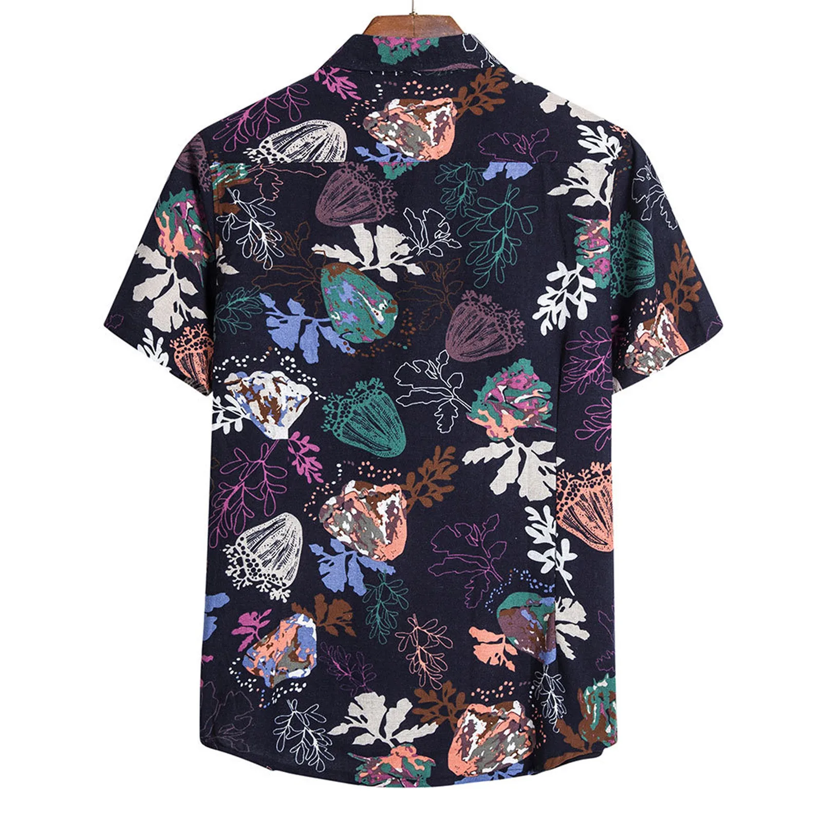 

Fashion New Men Shirts Cardigan Short Sleeve Hawaiian Beach Flower Shirt Man Lapel Tops Casual Blouse Male Summer Clothes 2021