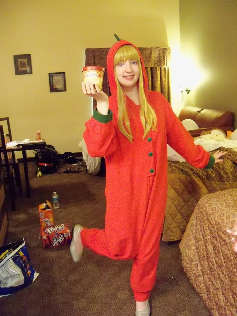 HKSNG взрослых красный перец пижамы флис мультфильм помидор комбинезон для