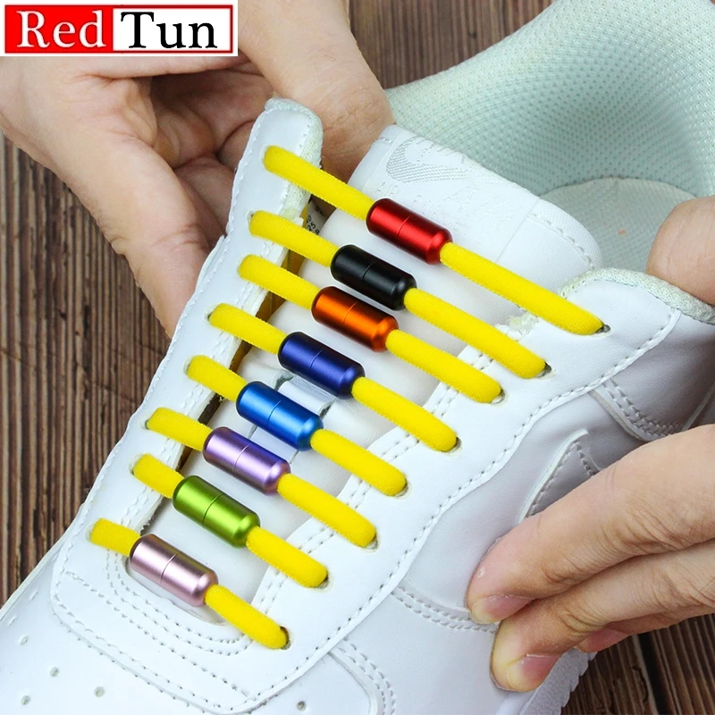 

New Color Metal Buckle Fixed Elastic Shoelace For Kids and Adult Sneakers Shoelace Quick Lazy No tie Shoe Laces