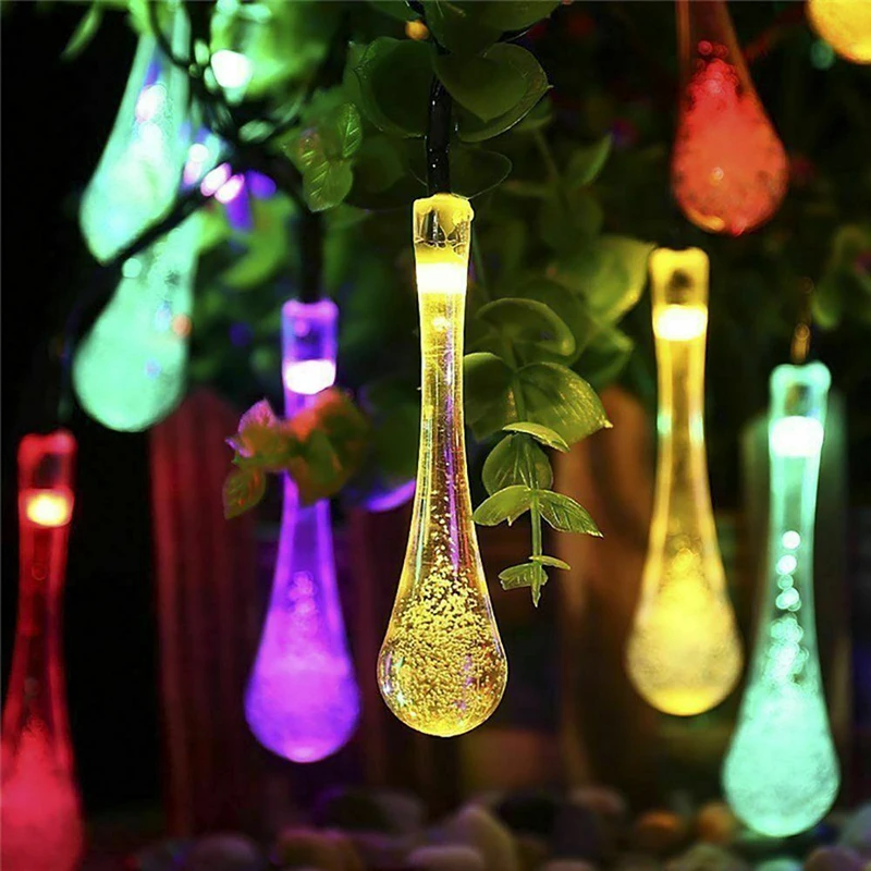 30/100 LED Solar String Lights Waterproof Raindrop Fairy for Patio Garden Party Lawn Holiday Decorations | Лампы и освещение